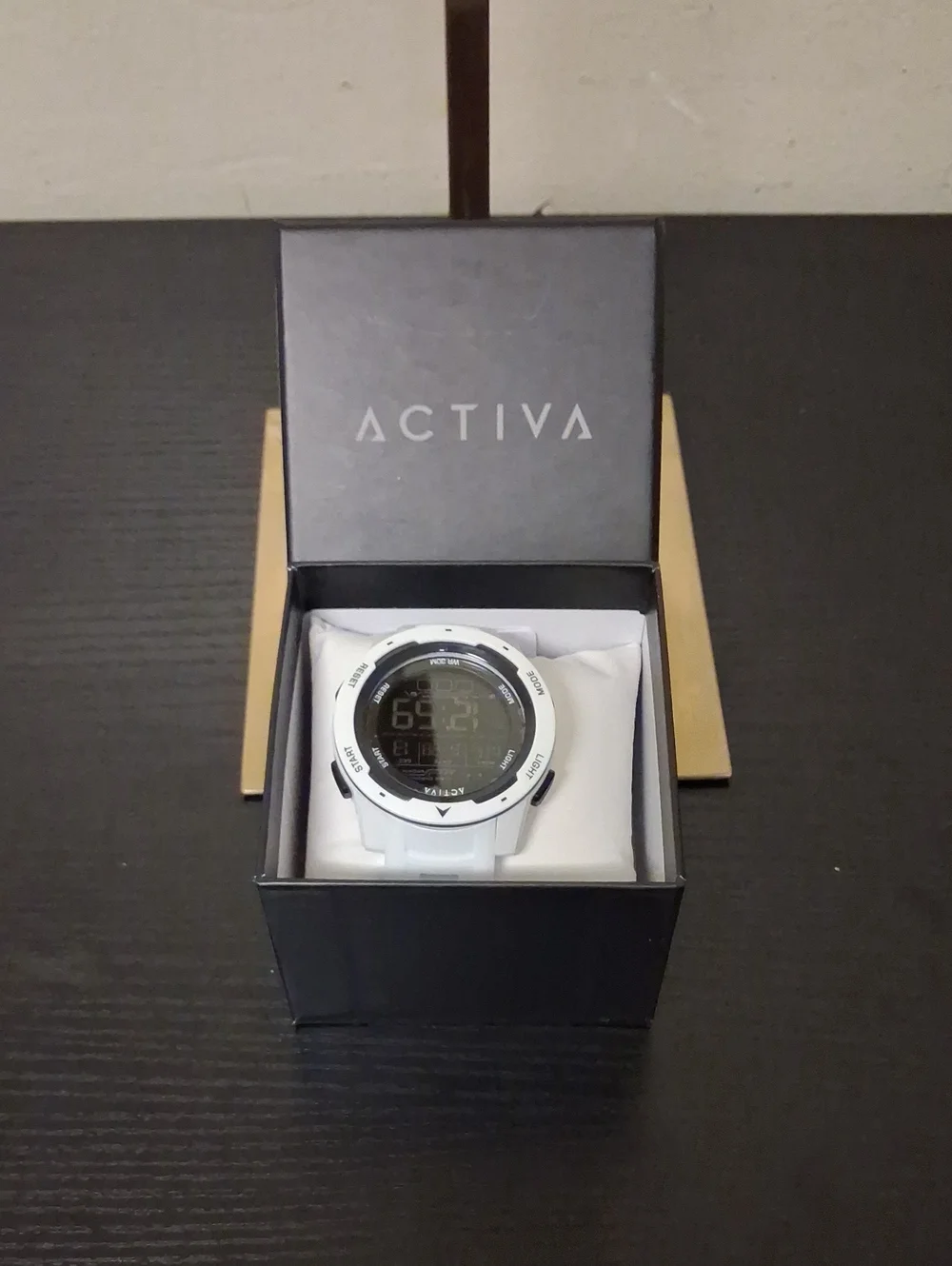 Activa White Digital Sport Watch with Round LCD